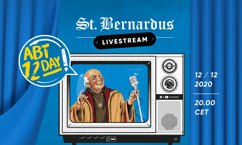 Abt 12 Day 2020 aankondiging met de St. Bernardus monnik in een tv